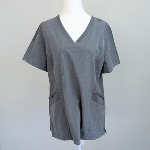 Hanes Gray Comfort Fit Scrubs Top M